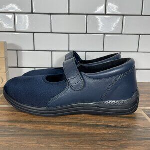 DREW Magnolia Shoes Womens Size 7 Wide Blue Leather Stretch Orthopedic Mary Jane